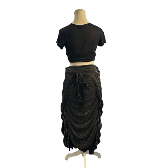 Y2K Black Ruched Glitter Skirt Gothic Clubwear whimsygoth - Picture 5 of 5